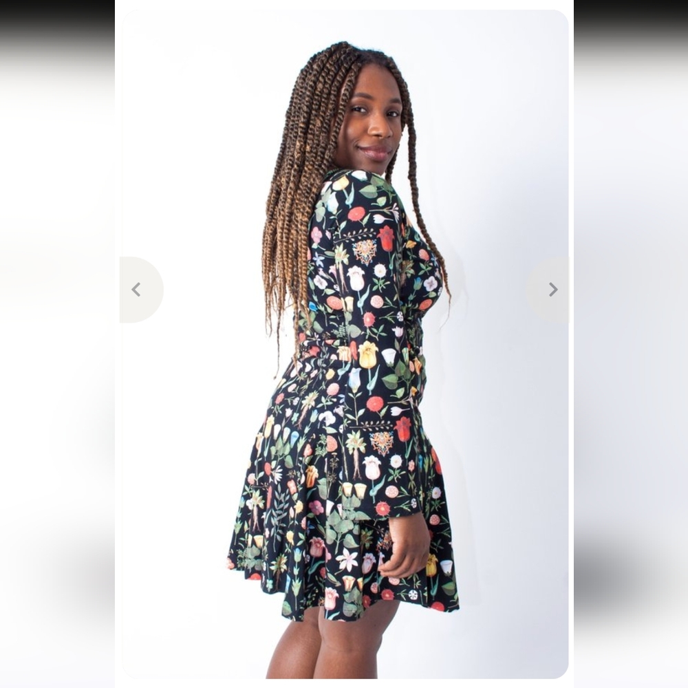 Samantha Pleet Fleur Dress Black Blossoms Small